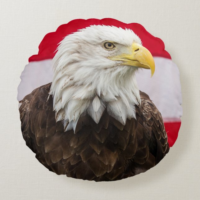 Patriotic Eagle Rond Kussen (Voorkant)