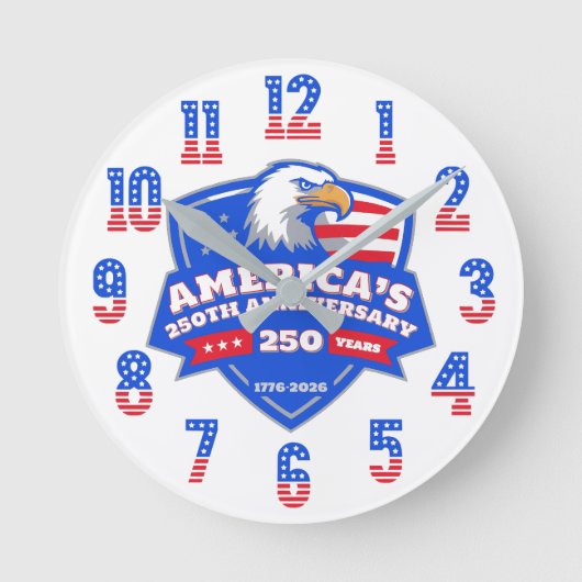 Patriotic Eagle Shield 250ste Jubileum Acryl Ronde Klok (Voorkant)