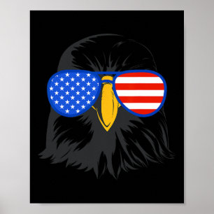 Patriotic Eagle Sungles 4 juli Amerikaanse Byld Poster