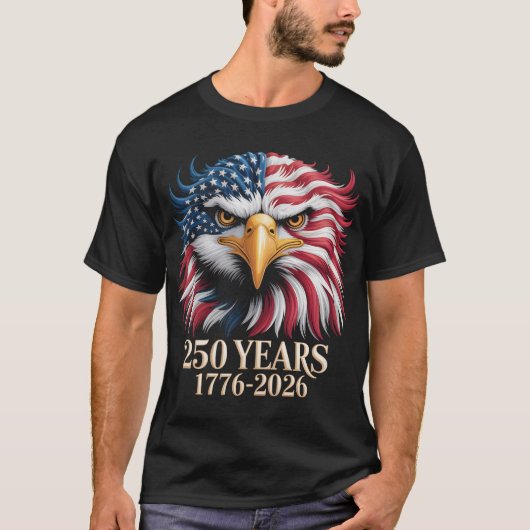 Patriotic Eagle USA 250th Anniversary T-Shirt 1776 (Devant)