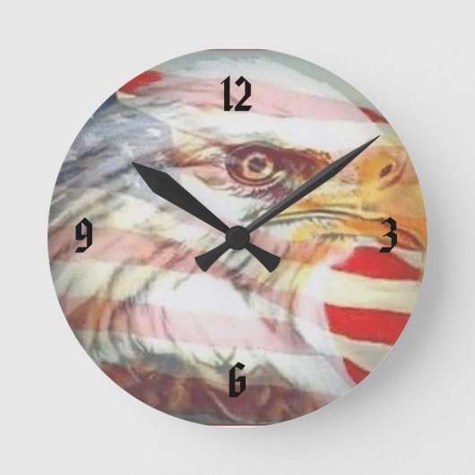 Patriotic Eagle Wall Clock Ronde Klok (Voorkant)