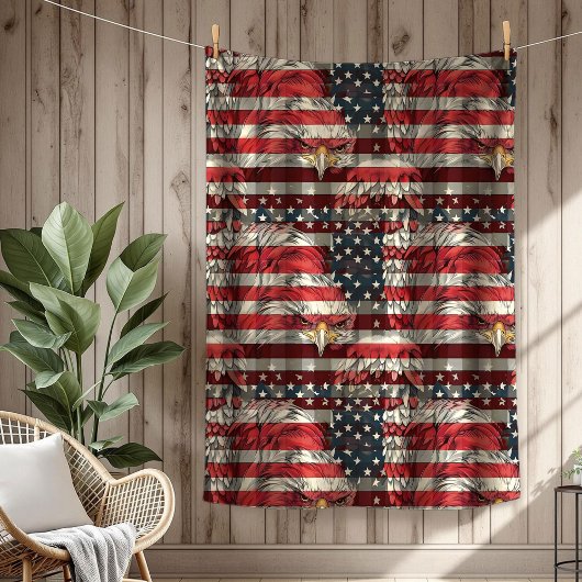 Patriotic Flag Blanket Eagle Pride for the Fourth Fleece Deken