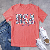 Patriotic Floral USA 1776 Tri-Blend Shirt