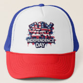 Patriotic Fourth July Graffiti Flag Trucker Hat Pet (Voorkant)
