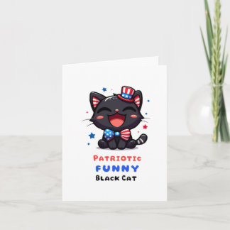 Patriotic Funny Black Cat Kaart