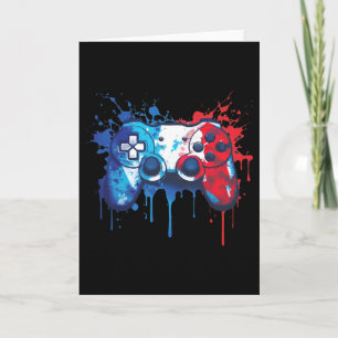Patriotic Gamer - Rood Wit Blauw 4th of July Video Kaart