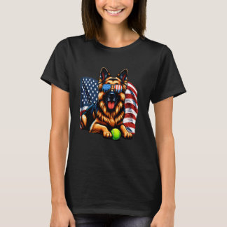 Patriotic German Shepherd Tennis Ball Sunglasses U T-shirt