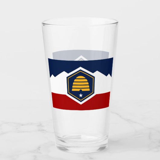 Patriotic glass cup with new flag of Utah, USA Glas (Voorkant)