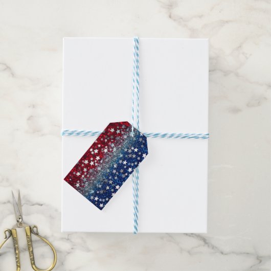 Patriotic Glitter Cadeaulabel (Met Touw)