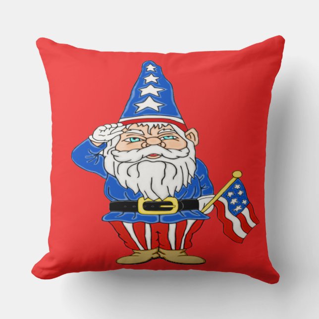 Patriotic Gnome Kussen (Voorkant)