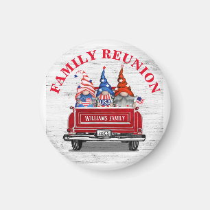 Patriotic Gnome  Red Truck Family Reunion Magneet