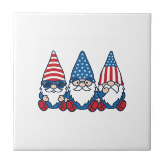 Patriotic Gnome Trio Vintage Vector Shirt Design_1 Tegeltje