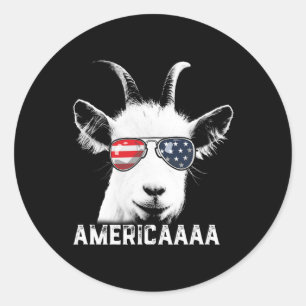 Patriotic Goat 4th of July T Shirt Boys Funny Goat Ronde Sticker