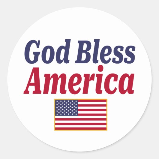 Patriotic God Bless America Flag Ronde Sticker (Voorkant)