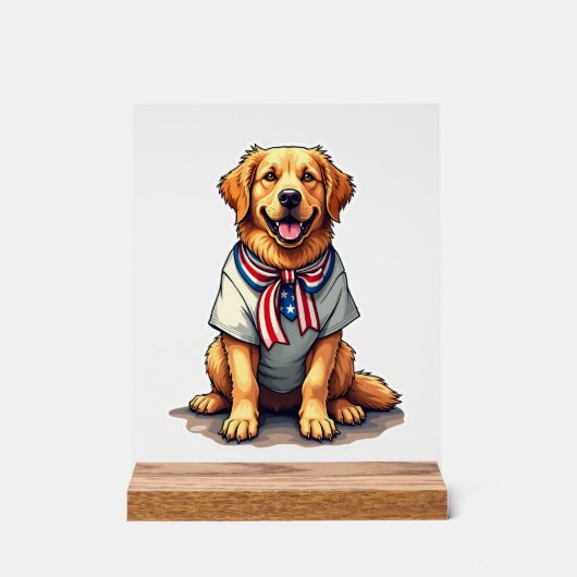 Patriotic Golden Dog Vintage Engraving Shirt 2 (Recto)
