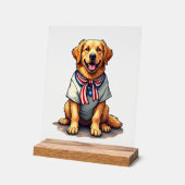 Patriotic Golden Dog Vintage Engraving Shirt 2 (Angle)