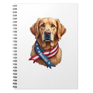 Patriotic Golden Retriever Rescue Vintage Tee Notitieboek