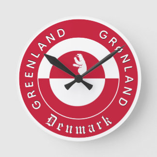 Patriotic Greenland Clock, Bear, Greenland Flag Ronde Klok