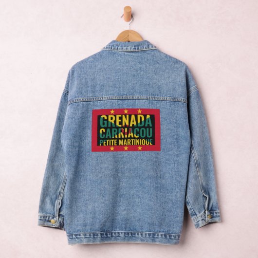 Patriotic GRENADA FLAG Denim Jacket (Hangar)