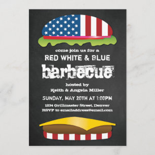 Patriotic Hamburger BBQ Kaart