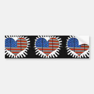 Patriotic Heart American Flag Bumpersticker