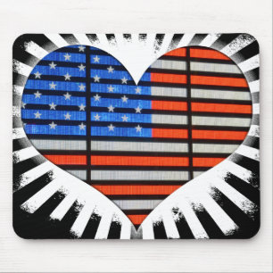 Patriotic Heart American Flag Muismat