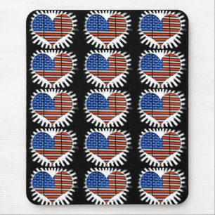 Patriotic Heart American Flag Muismat