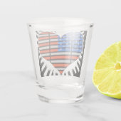 Patriotic Heart American Flag Shot Glas (Achterkant)