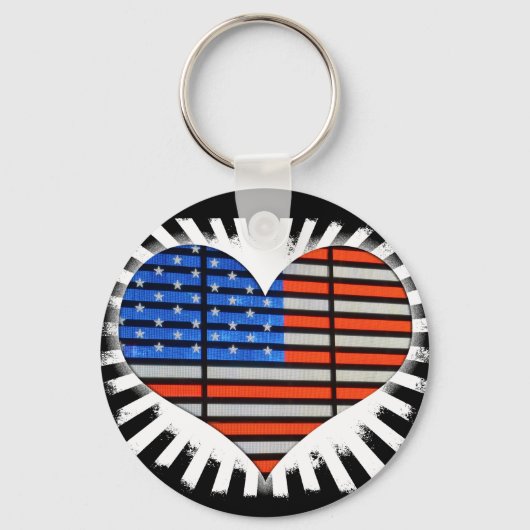Patriotic Heart American Flag Sleutelhanger (Voorkant)