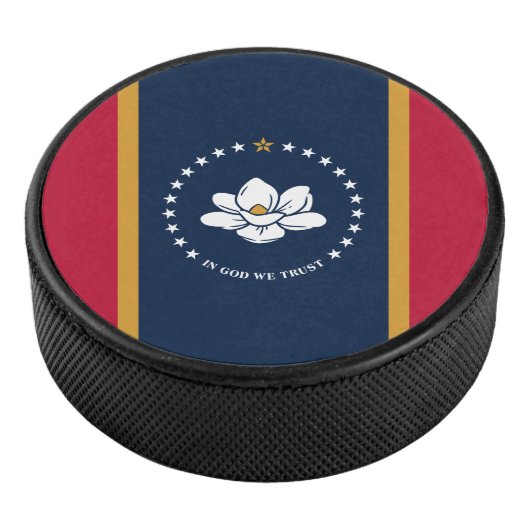 Patriotic hockey puck with flag of Mississippi (3/4)