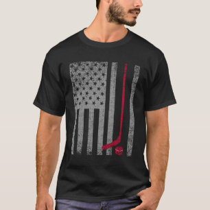  Patriotic Hockey Stick USA American Flag T-shirt