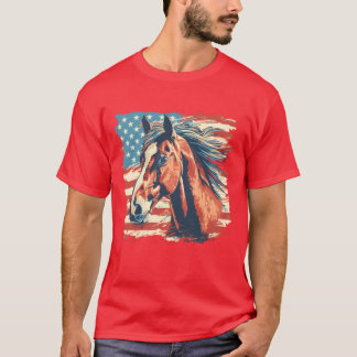 Patriotic Horse Amerikaanse vlag voor een meisje T-shirt