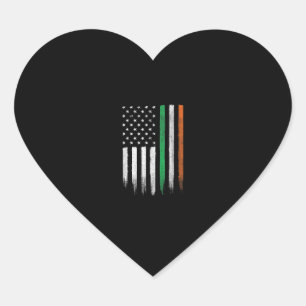 Patriotic Irish American Flag Ireland St. Patrick' Hart Sticker