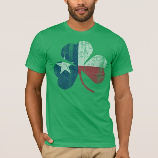 Patriotic Irish Texas Flag Shamrock Fade T-shirt (Voorkant)