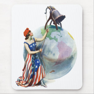  Patriotic Lady Liberty Magazine Hoesje Art Muismat