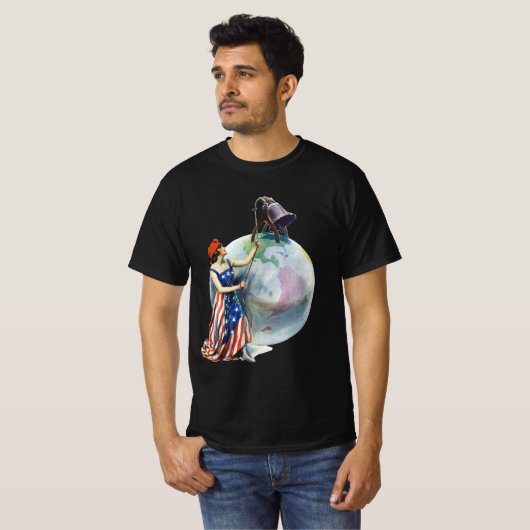 Patriotic Lady Liberty Magazine Hoesje Art T-shirt (Voorkant volledig)