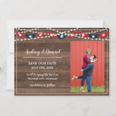 Patriotic Lights Lijst Vierde bannerbruiloft Save The Date (Voorkant)