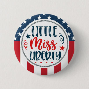 Patriotic Little Miss Liberty American Ronde Button 5,7 Cm