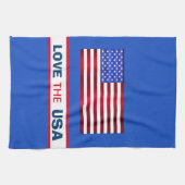Patriotic Love USA Drapeau Serviette de cuisine (Horizontal)