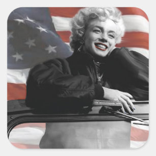 Patriotic Marilyn Vierkante Sticker