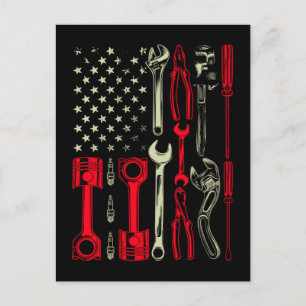 Patriotic Mechanic Garage American Mechanics USA Briefkaart