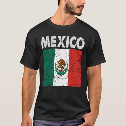 Patriotic Mexican Flag Pride Vintage Distressed T-shirt (Voorkant)
