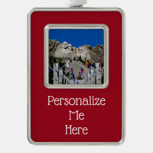 Patriotic Mount Rushmore Gepersonaliseerd Photo So Verzilverd Kader Ornament