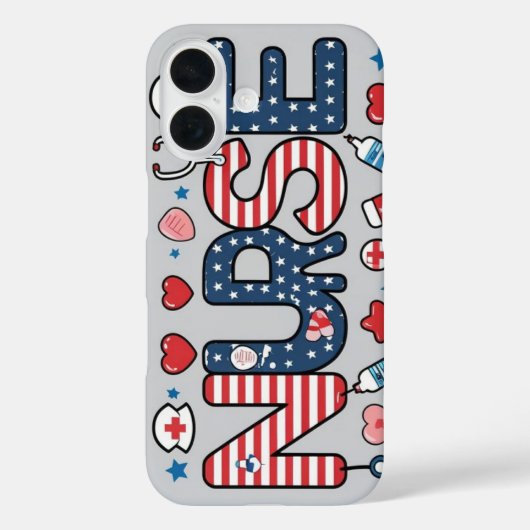 Patriotic Nurse Phone Case - USA Flag Medical Desi (Achterkant)