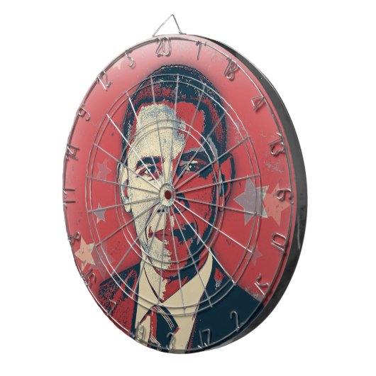 Patriotic Obama Pop Art Dart Board Dartbord (Voorkant Rechts)
