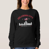 Patriotic Oklahoma City Flag & Skyline Hoodie Trui (Voorkant)