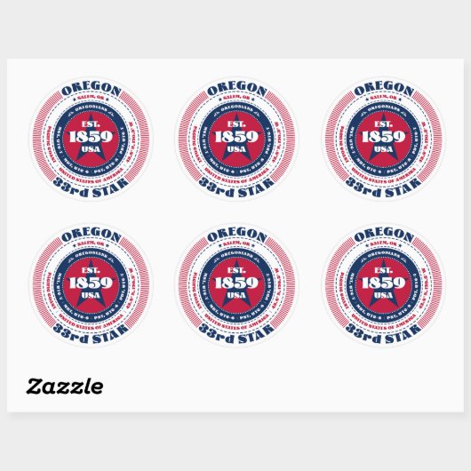 Patriotic Oregon Circle Design Sticker (Vel)