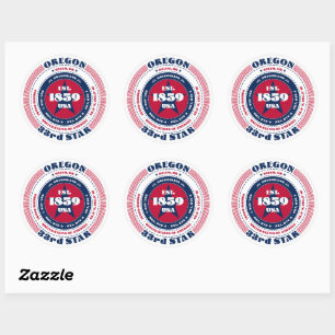 Patriotic Oregon Circle Design Sticker