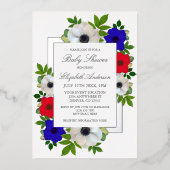 Patriotic Panda Anemone Baby shower Folie Uitnodiging (Voorkant)