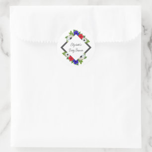 Patriotic Panda Anemone Baby shower Ronde Sticker
